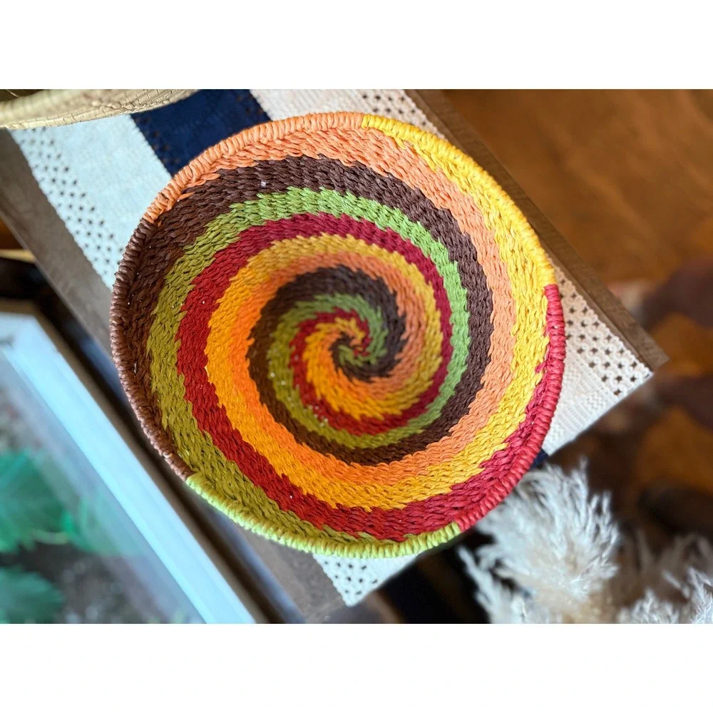 H&H Tulum Multicolored Paper Fiber Basket 10inches